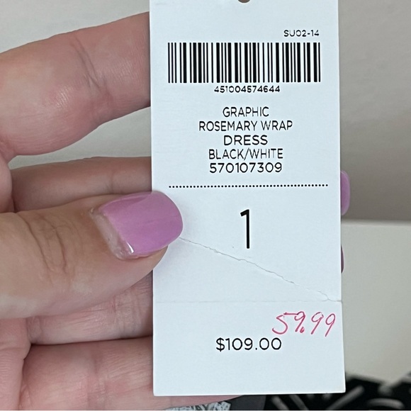 Chicos Travelers Dress Womens 1 Small Graphic Rosemary Wrap Long sleeve Black - Picture 3 of 11